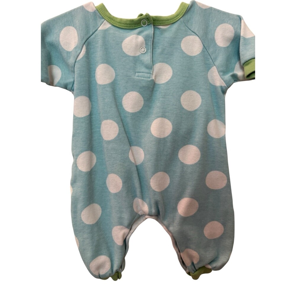 Y2K Mudpie Baby Lion Romper Sleeper Blue and White polkadot Lion Size 0-3 - Picture 6 of 6